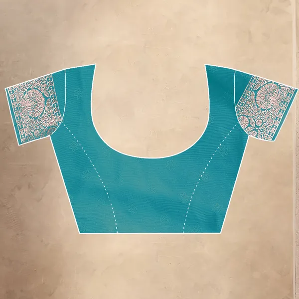 Teal_Blue_Banarasi_Silk_Saree_With_Silver_Zari_Work