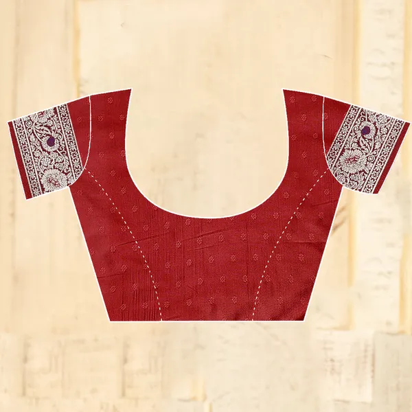 Maroon_Banarasi_Silk_Saree_With_Silver_Zari_Work_And_Embroidered_Blouse