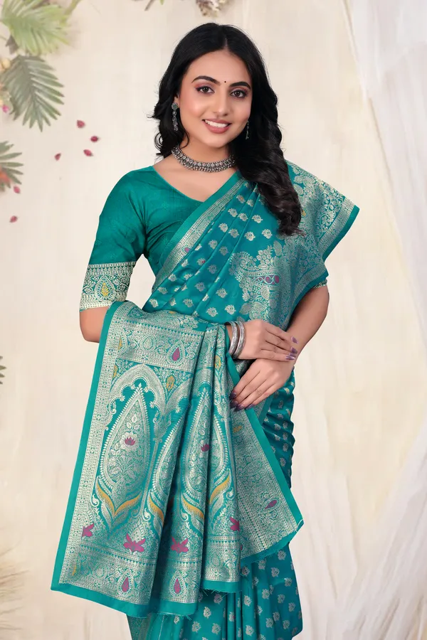Banarasi_Silk_Saree_With_Zari_Weaving_-_Teal_Green