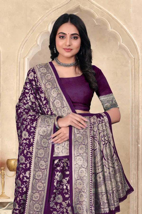 Purple_Banarasi_Silk_Saree_With_Silver_Zari_Work