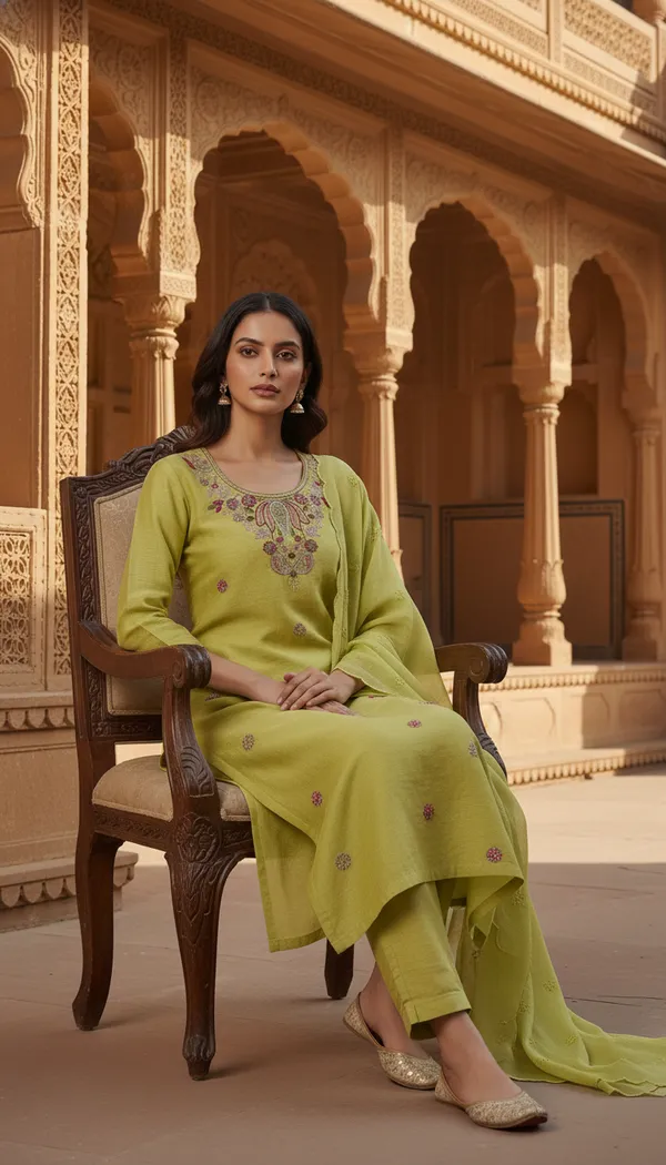 Aumira_Women's_Chanderi_Beads_Embroidery_kurta_set_with_dupatta