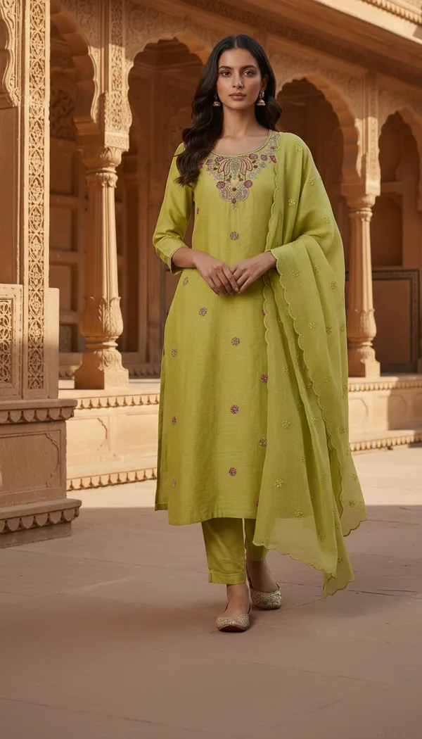 Aumira_Women's_Chanderi_Beads_Embroidery_kurta_set_with_dupatta