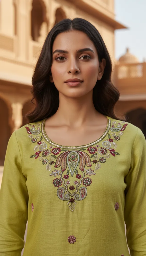Aumira_Women's_Chanderi_Beads_Embroidery_kurta_set_with_dupatta