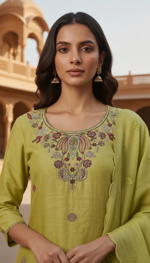 Aumira_Women's_Chanderi_Beads_Embroidery_kurta_set_with_dupatta