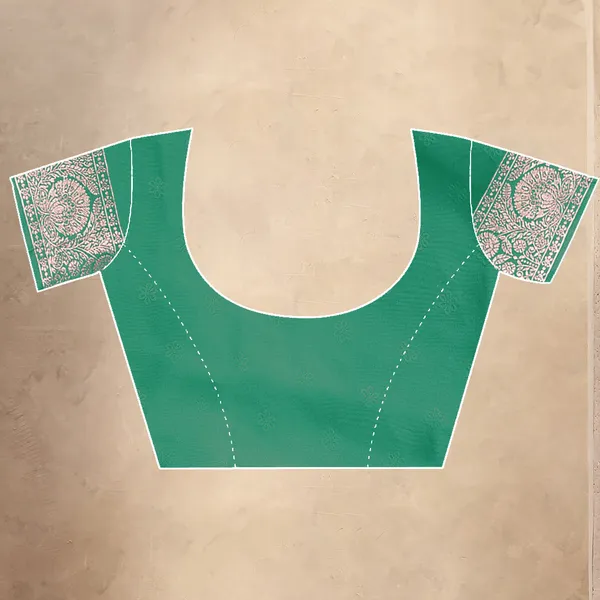Green_Banarasi_Silk_Saree_With_Silver_Zari_Work