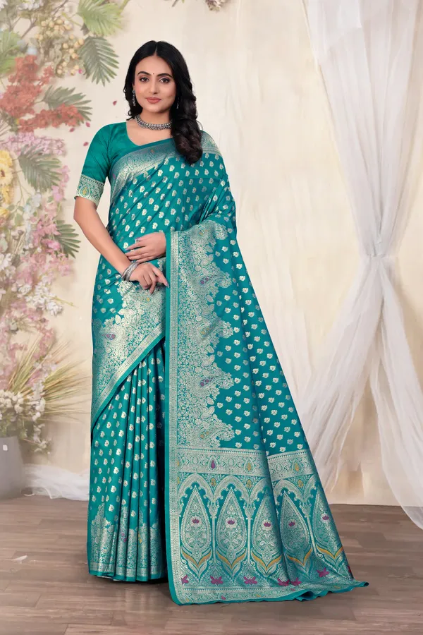 Banarasi_Silk_Saree_With_Zari_Weaving_-_Teal_Green