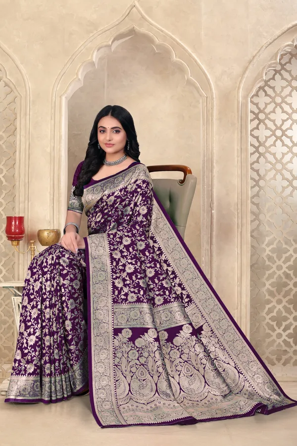 Purple_Banarasi_Silk_Saree_With_Silver_Zari_Work