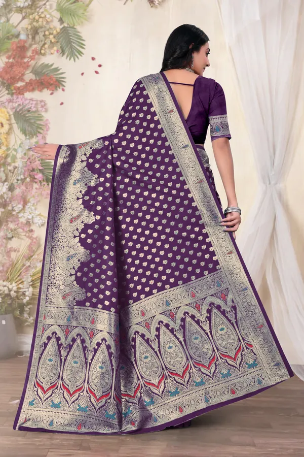 Purple_Banarasi_Silk_Saree_With_Silver_Zari_Work