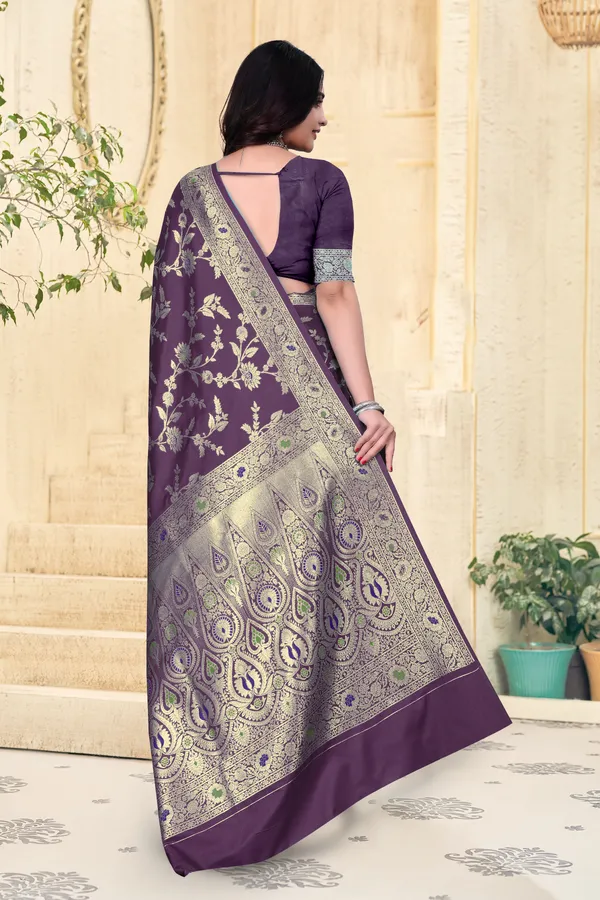 Purple_Banarasi_Silk_Saree_With_Golden_Zari_Work