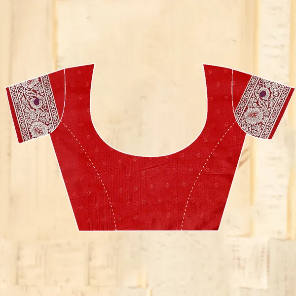 Red_Banarasi_Silk_Saree_With_Silver_Zari_Work