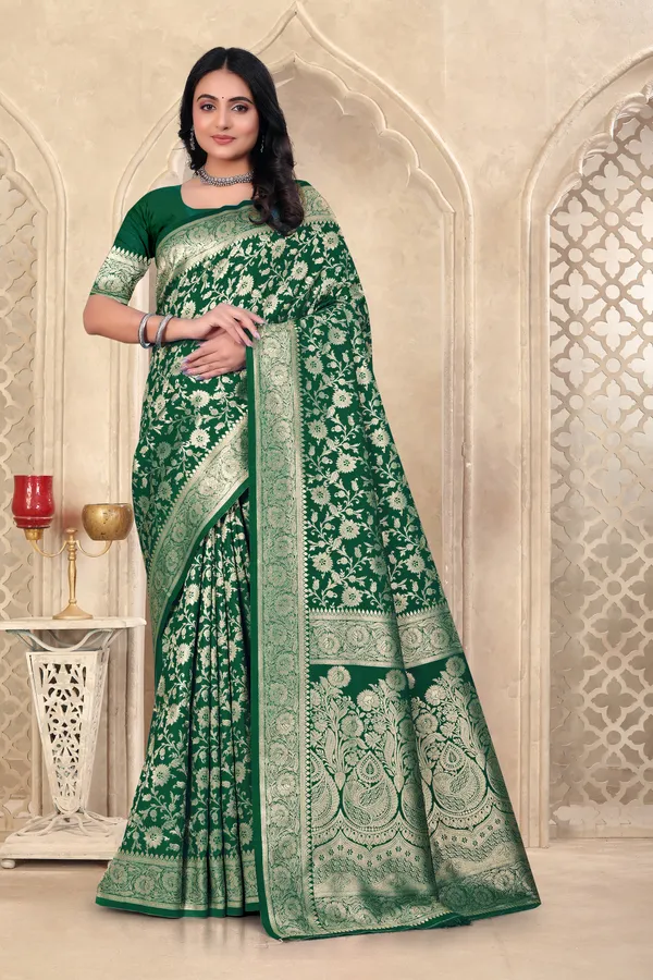 Green_Banarasi_Silk_Saree_With_Intricate_Zari_Work