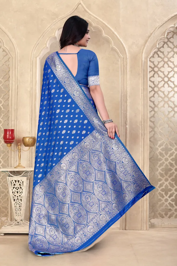 Blue_Banarasi_Silk_Saree_With_Silver_Zari_Work