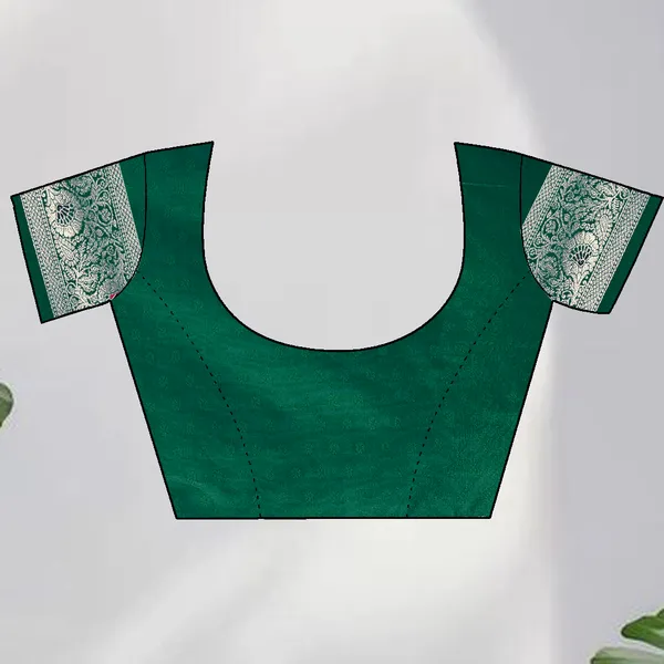 Green_Banarasi_Silk_Saree_With_Silver_Zari_Work