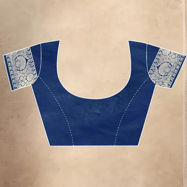Navy_Blue_Banarasi_Silk_Saree_With_Silver_Zari_Work
