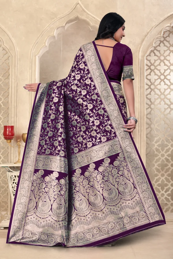 Purple_Banarasi_Silk_Saree_With_Silver_Zari_Work