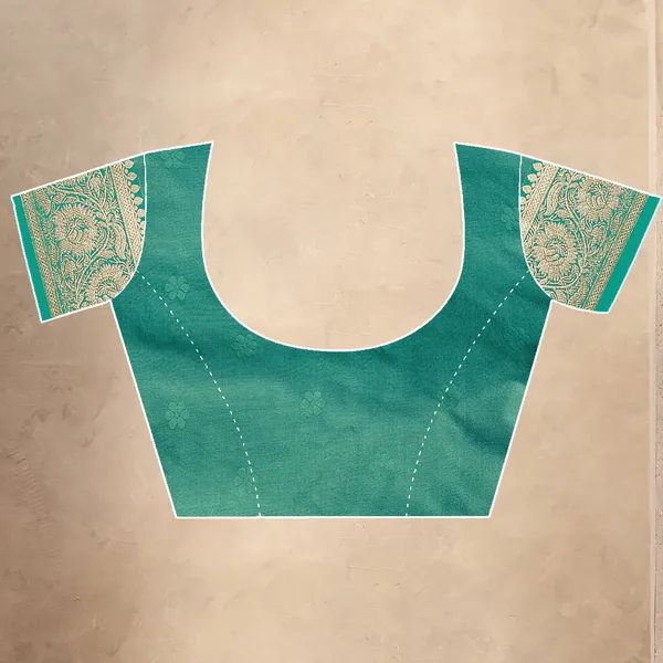Turquoise_Green_Banarasi_Silk_Saree_With_Golden_Zari_Work