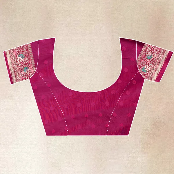 Green_Banarasi_Silk_Saree_With_Pink_Zari_Border_And_Floral_Weaving