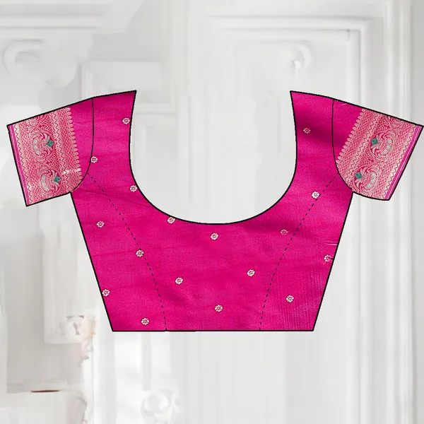 Green_Banarasi_Silk_Saree_With_Pink_Zari_Border_And_Peacock_Motifs