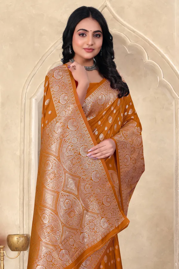 Mustard_Yellow_Banarasi_Silk_Saree_With_Zari_Weaving_And_Golden_Border