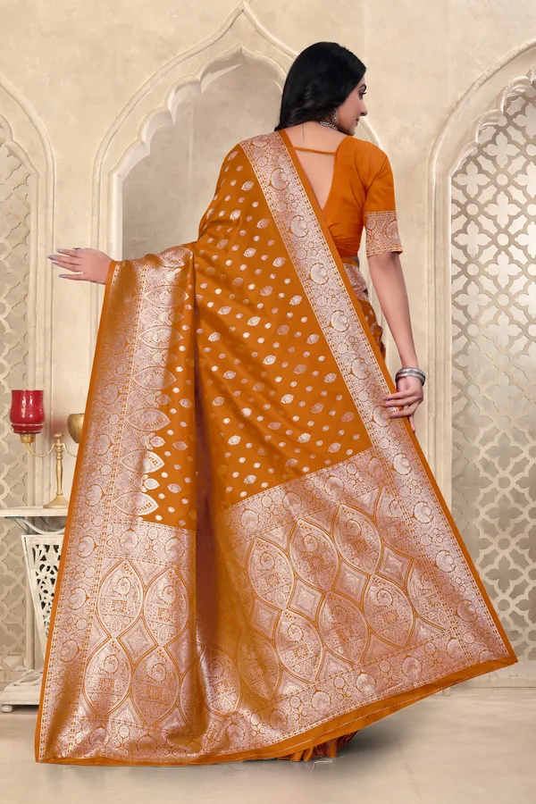 Mustard_Yellow_Banarasi_Silk_Saree_With_Zari_Weaving_And_Golden_Border