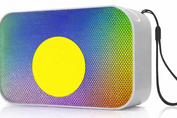 CYomi_mini_Portable_Bluetooth_Speaker,_White_and_Turquoise,_Wireless_Audio_Device_with_Control_Buttons