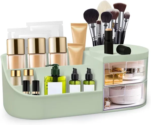 Makeup_Desk_Cosmetic_Storage_Box_Organizer_With_Drawers_For_Dressing_Table,Bathroom_Counter,_Elegant_Vanity_Holder_For_Brushes,_Eyeshadow,_Lotions,_Lipstick