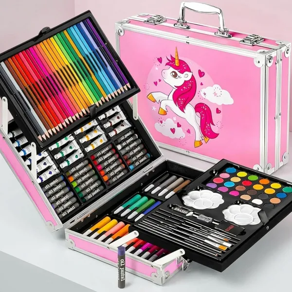 Art_Set_For_Kids_145_Pieces_Drawing_Kit_With_Colour_Pencils_Oil_Pastels_Paint_Brushes_Unicorn_Theme_Art_Set