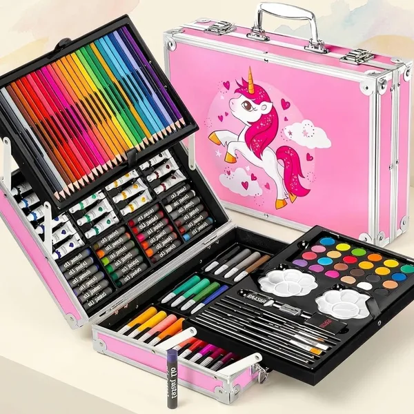 Art_Set_For_Kids_145_Pieces_Drawing_Kit_With_Colour_Pencils_Oil_Pastels_Paint_Brushes_Unicorn_Theme_Art_Set