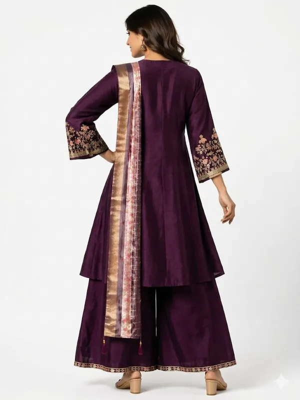 Purple_Cotton_Blend_Anarkali_Suit_with_palazzo_Set_For_Women
