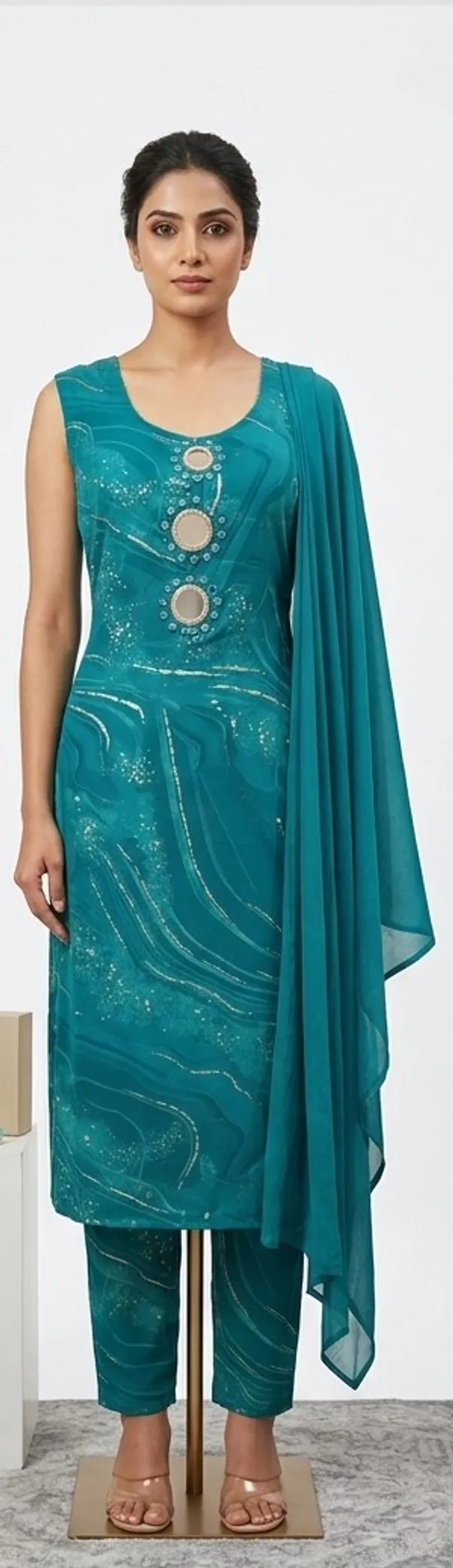 Teal_Blue_Cotton_Blend_Salwar_Suit_Set_For_Women