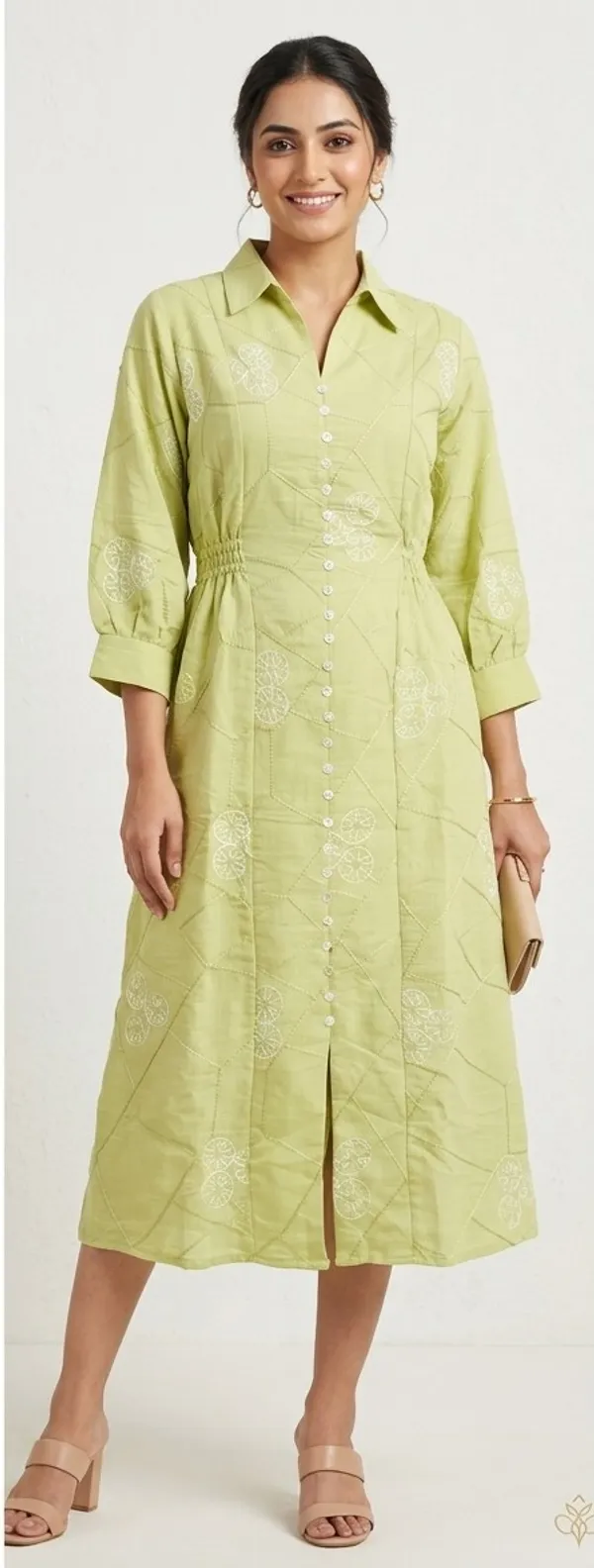 Lime_Green_Cotton_Shirt_Dress_For_Women