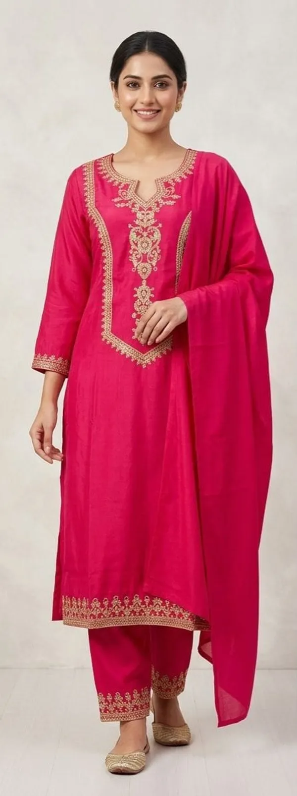 Dark_Pink_Saffron_Salwar_Suit_Set_For_Women