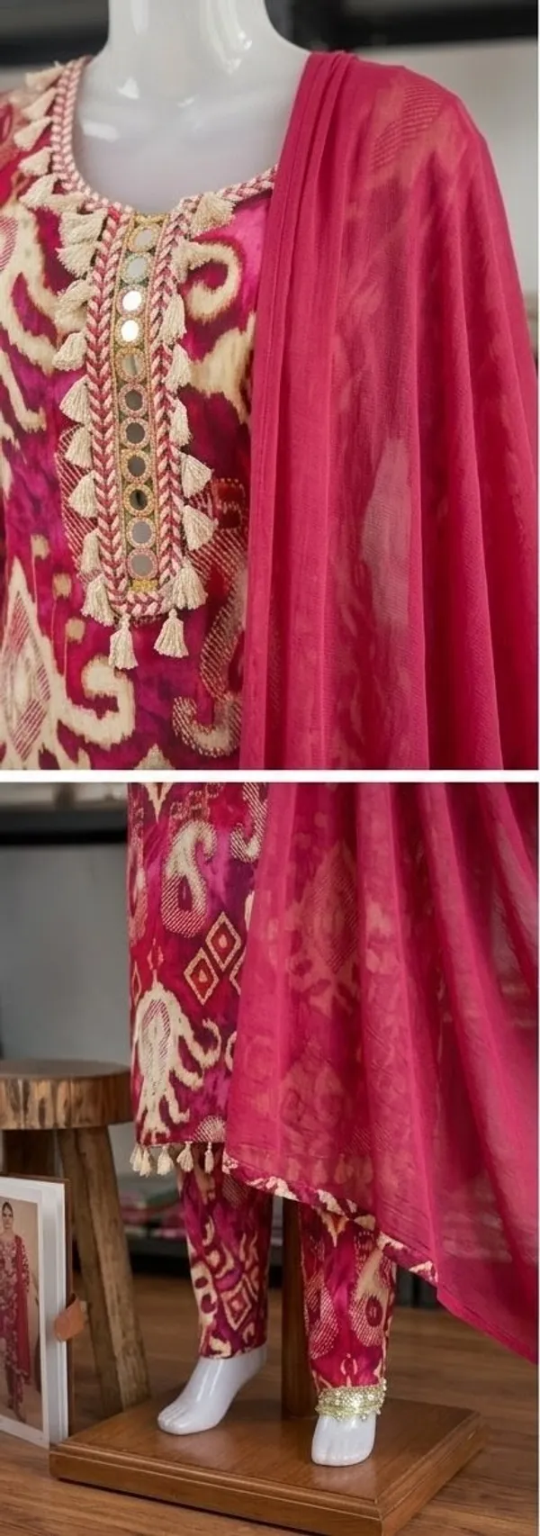 Dark_Pink_Cotton_Blend_Suit_Set_For_Women
