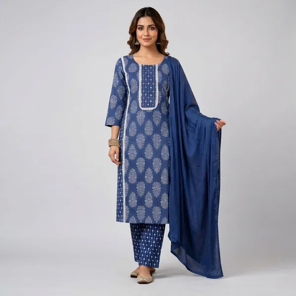 Blue_Cotton_Kurta_Set_For_Women