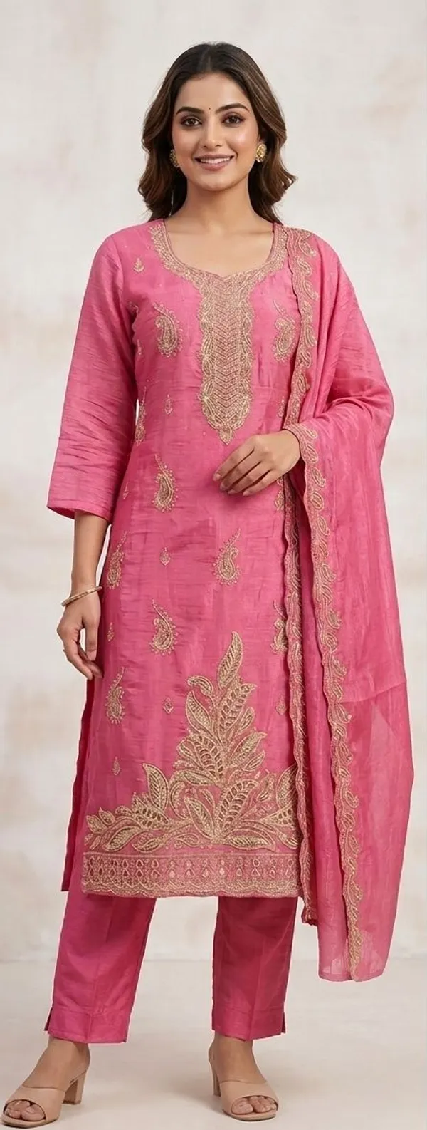 Pink_Georgette_Kurta_Set_And_Blue_Cotton_Kurta_Set_For_Women