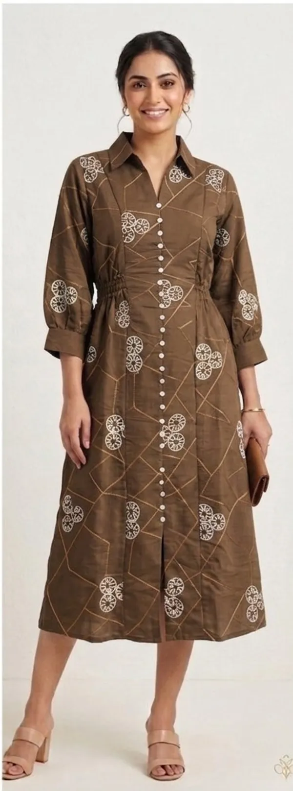Chocolate_brown_Cotton_Shirt_Dress_For_Women