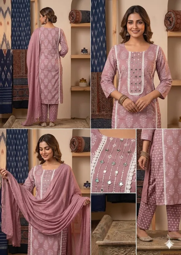 Dusty_Rose_cotton_kurta_set_for_women
