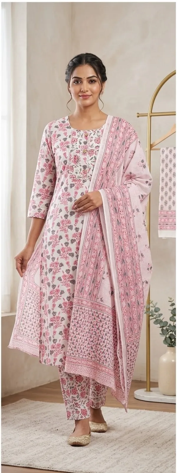 Elegant_Pink_Floral_Hand-Block_Print_Salwar_Suit_Set