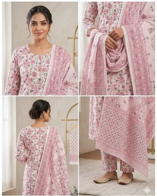 Elegant_Pink_Floral_Hand-Block_Print_Salwar_Suit_Set