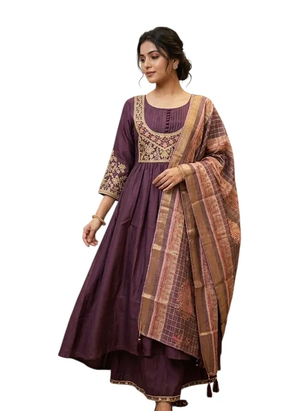 Purple_Cotton_Blend_Anarkali_Suit_with_palazzo_Set_For_Women