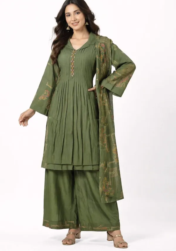 Green_Cotton_Ethnic_Suit_Set_For_Women