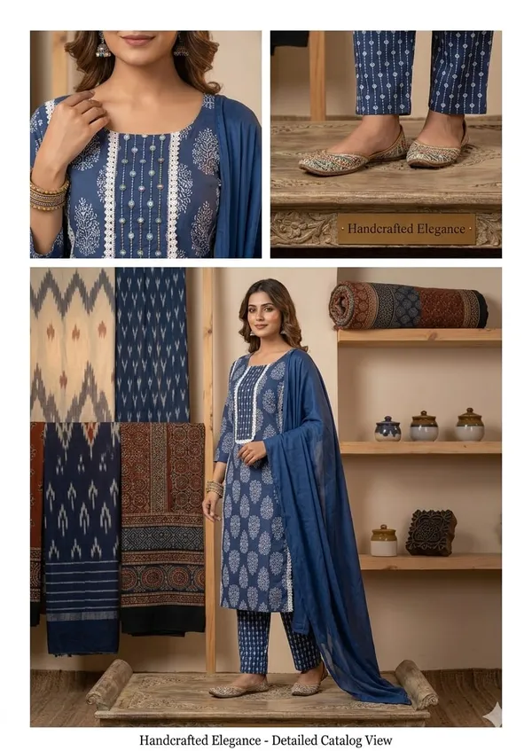 Pink_Georgette_Kurta_Set_And_Blue_Cotton_Kurta_Set_For_Women