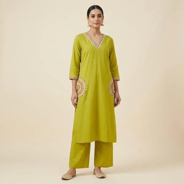 Lime_Green_Cotton_Kurta_Palazzo_Set_For_Women