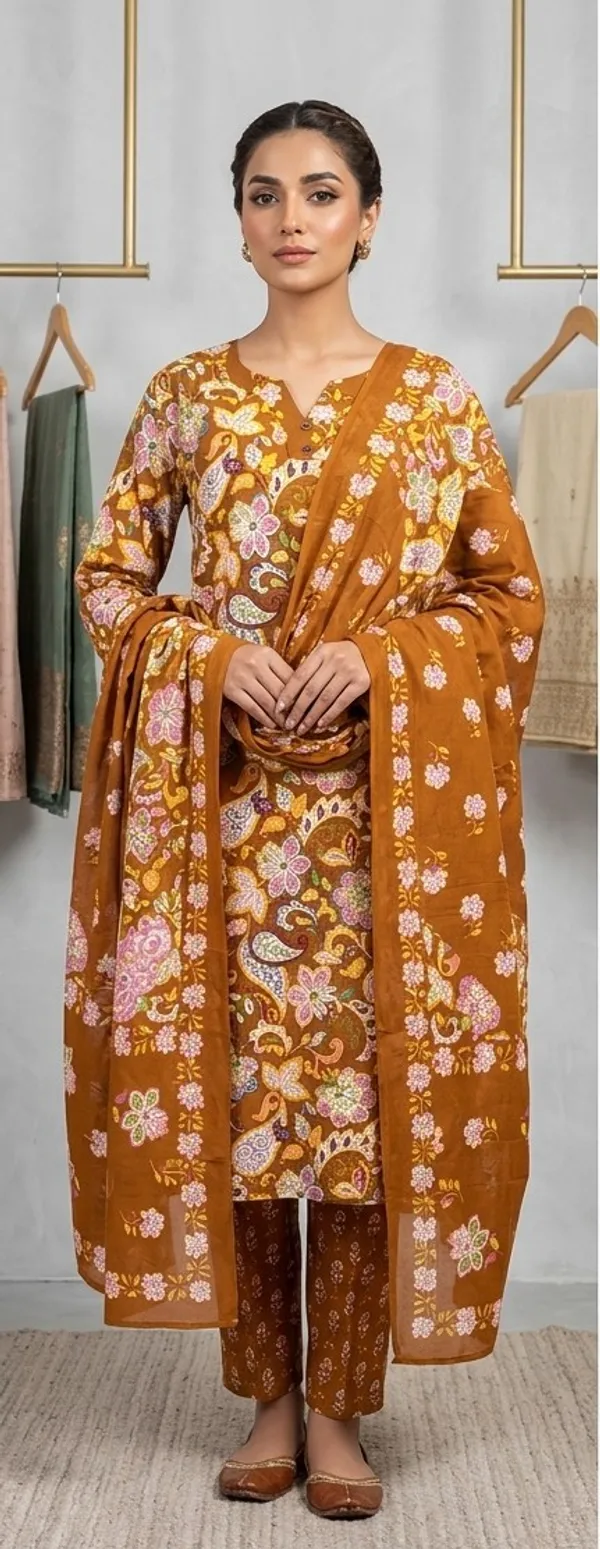 Mustard_Brown_Floral_Printed_Salwar_Kameez_with_Dupatta