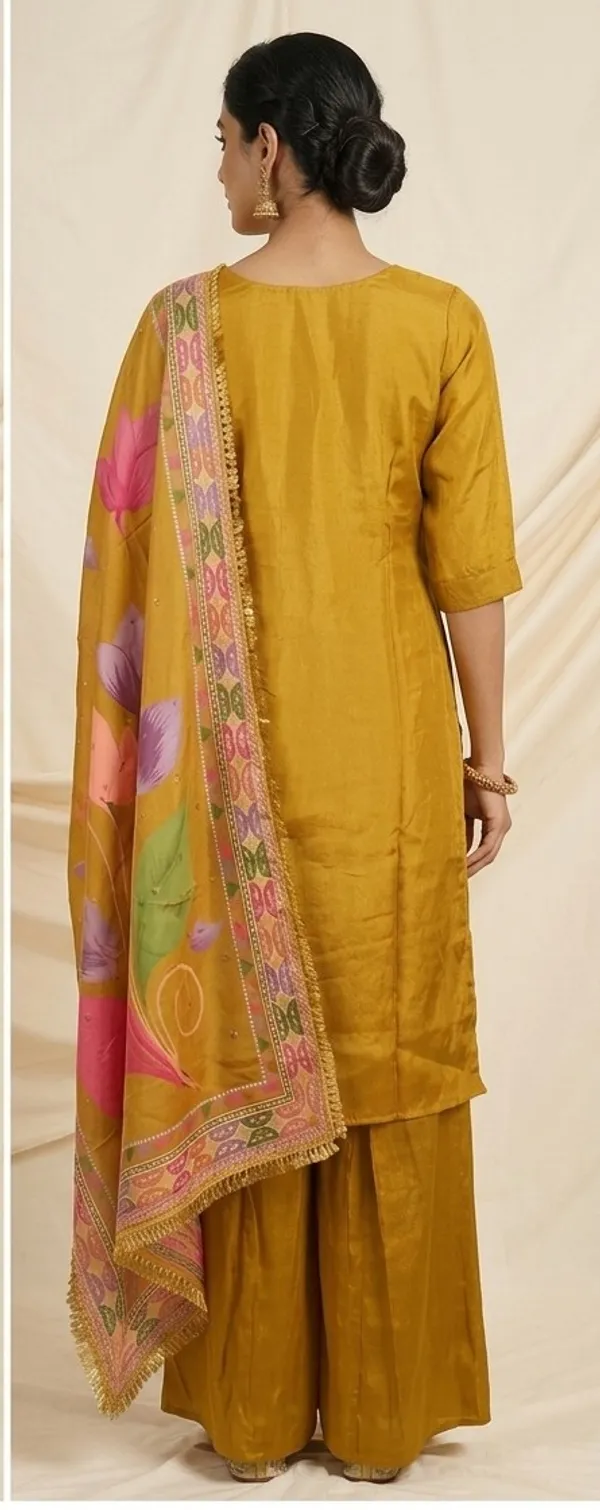 Mustard_Silk_Kurta_with_Floral_Border_set