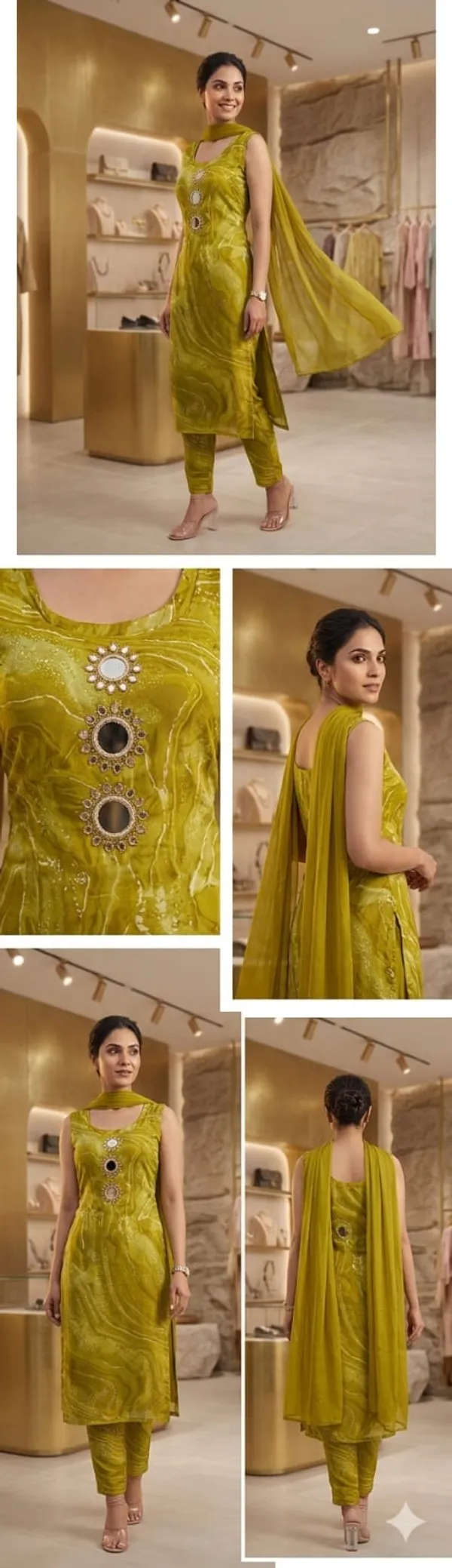 OLIVE_GREEN_Women_Kurta_Pant_Attached_Dupatta_Set