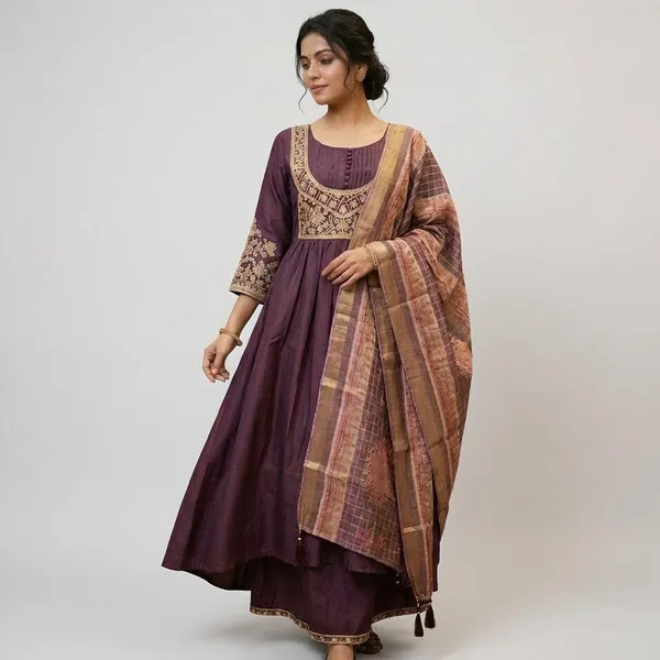 Purple_Cotton_Blend_Anarkali_Suit_with_palazzo_Set_For_Women