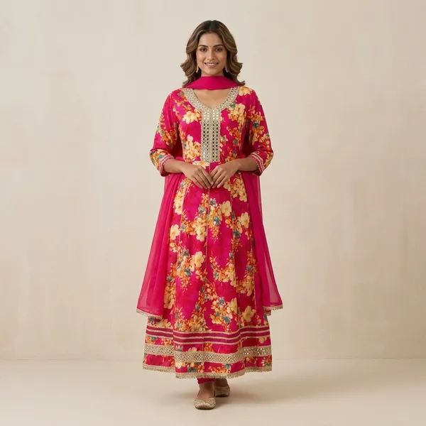 Pink_Cotton_Blend_Anarkali_Suit_Set_For_Women