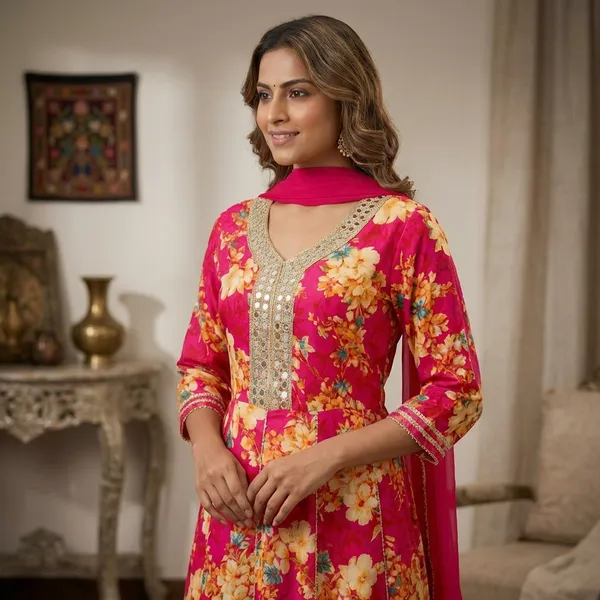 Pink_Cotton_Blend_Anarkali_Suit_Set_For_Women