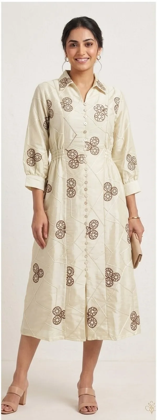 Pale_cream_Cotton_Shirt_Dress_For_Women